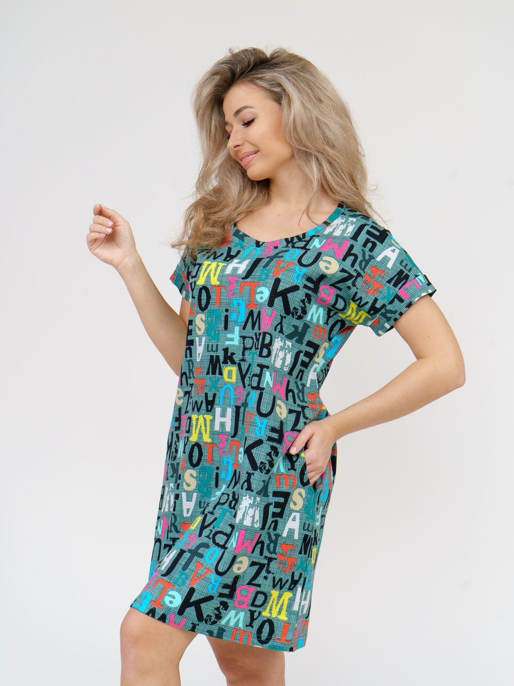 532 Туника "Буквы на хаки"