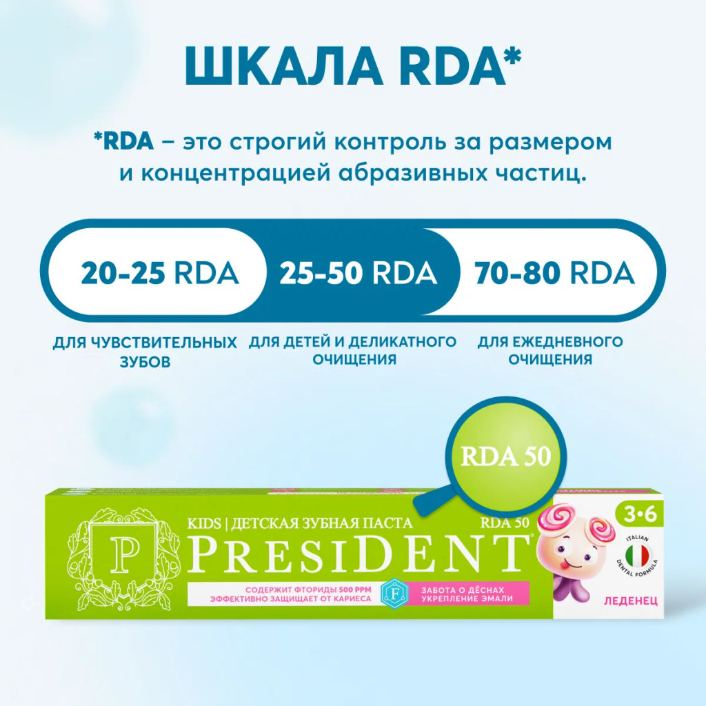 PresiDENT ДЕТИ паста д/зубов 3-6 Леденец (50 RDA) 70мл