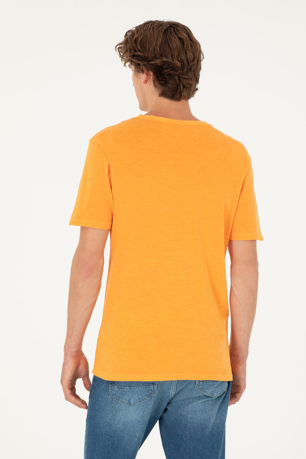 Мужская оранжевая базовая футболка - U.s. polo assn фото 5