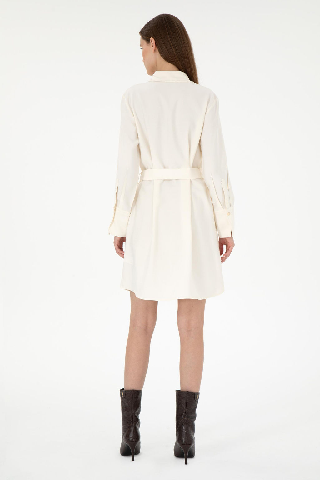 Женское кремовое тканое платье Неожиданная скидка в корзине - U.s. polo assn фото 4