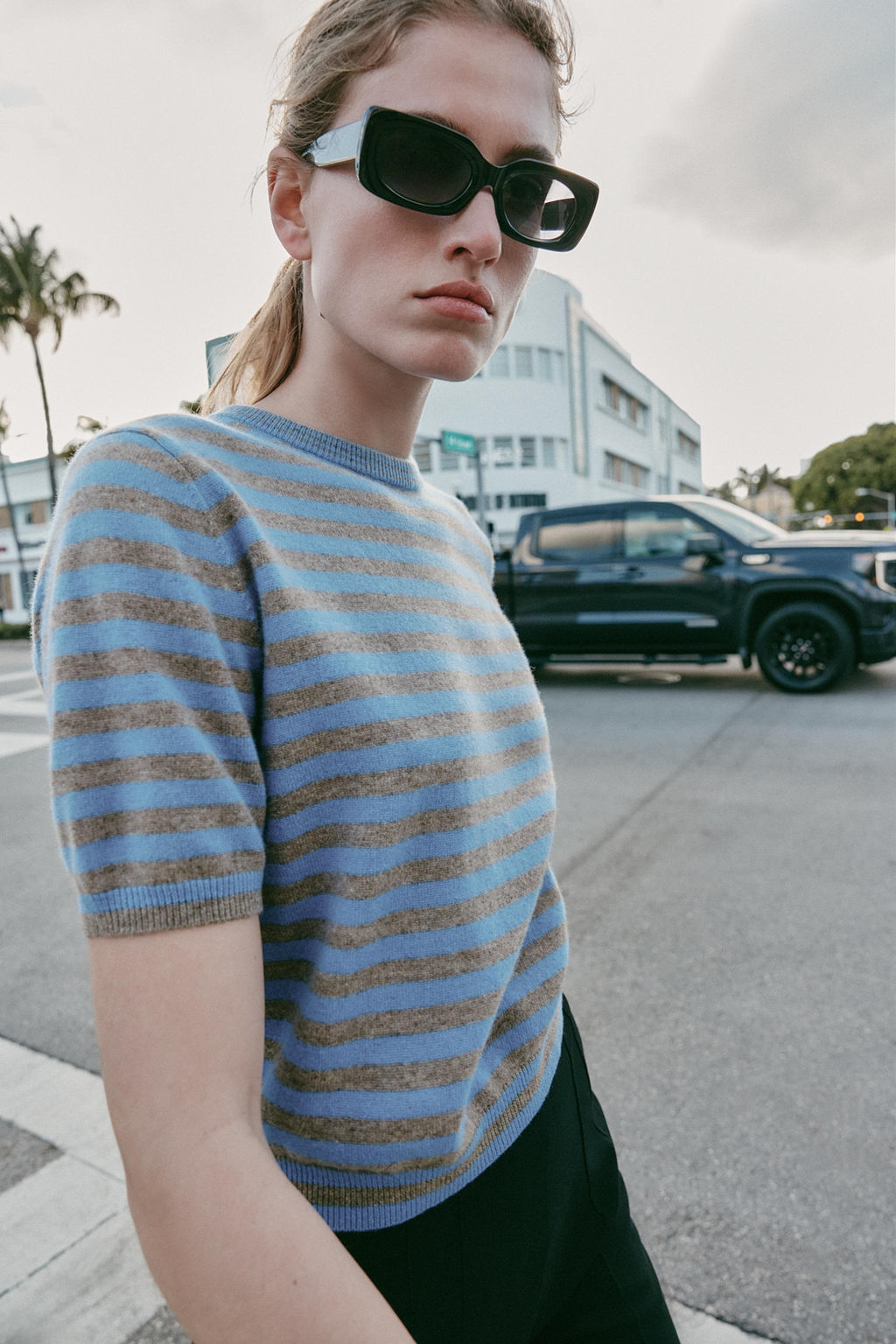 100% WOOL STRIPED SHORT SLEEVE JUMPER - Zara фото 9