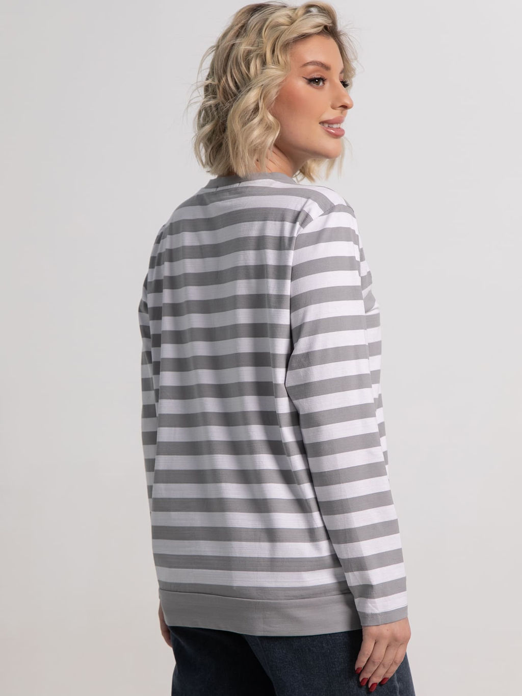Блуза Журавлиная песня (бело-серая) Б15285-18М - Lt collection фото 3