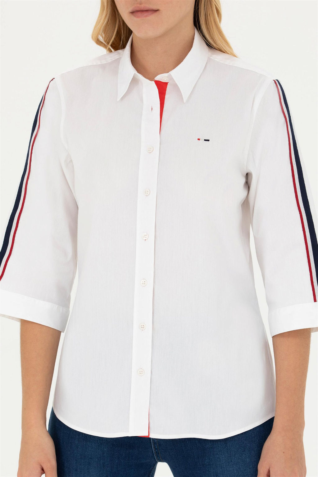 Женская белая рубашка с коротким рукавом Неожиданная скидка в корзине - U.s. polo assn фото 6