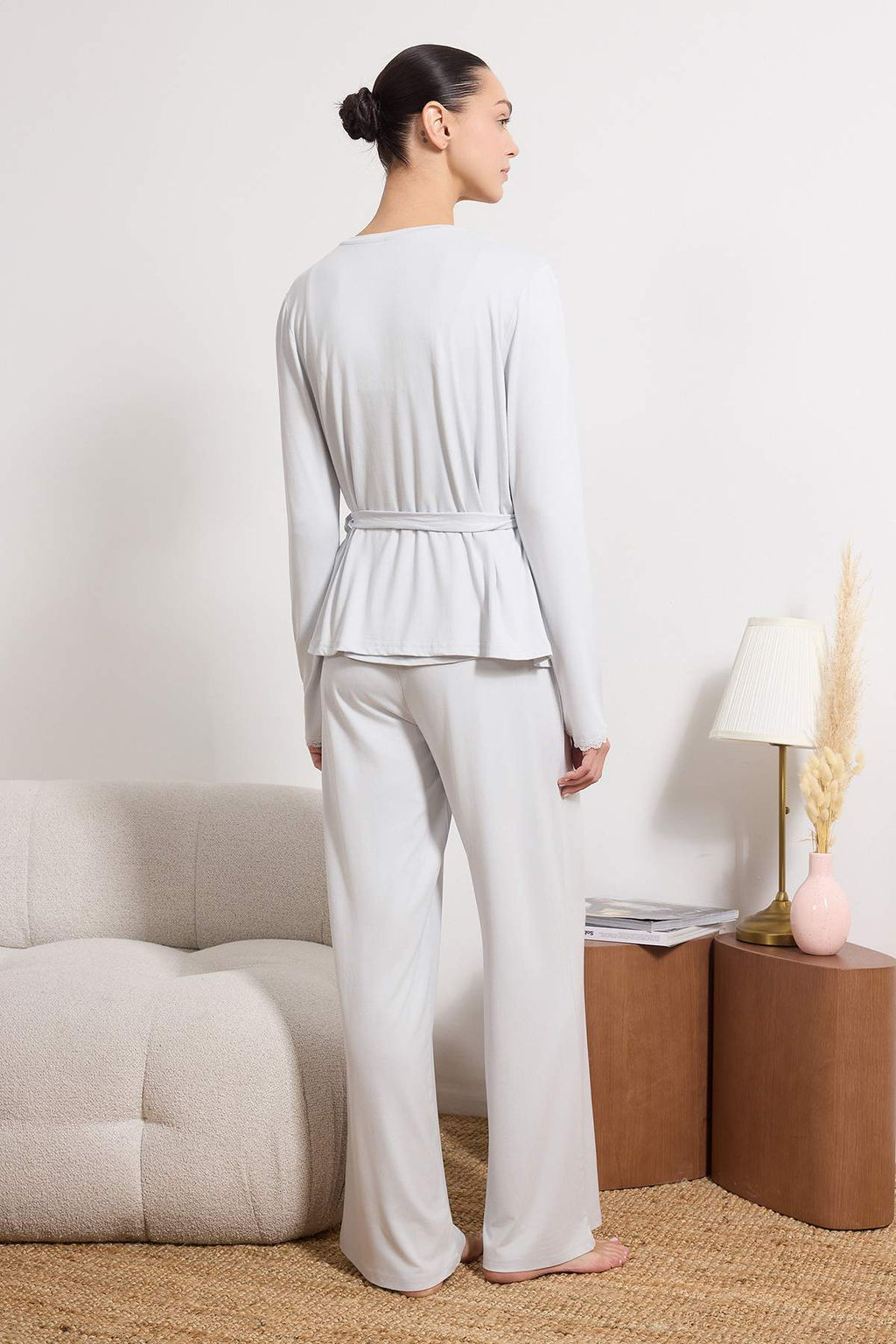 Siyah 3lu Dantelli Viskon Orme Pijama Tak?m? THMSS26PT00056 - Trendyolmilla фото 4