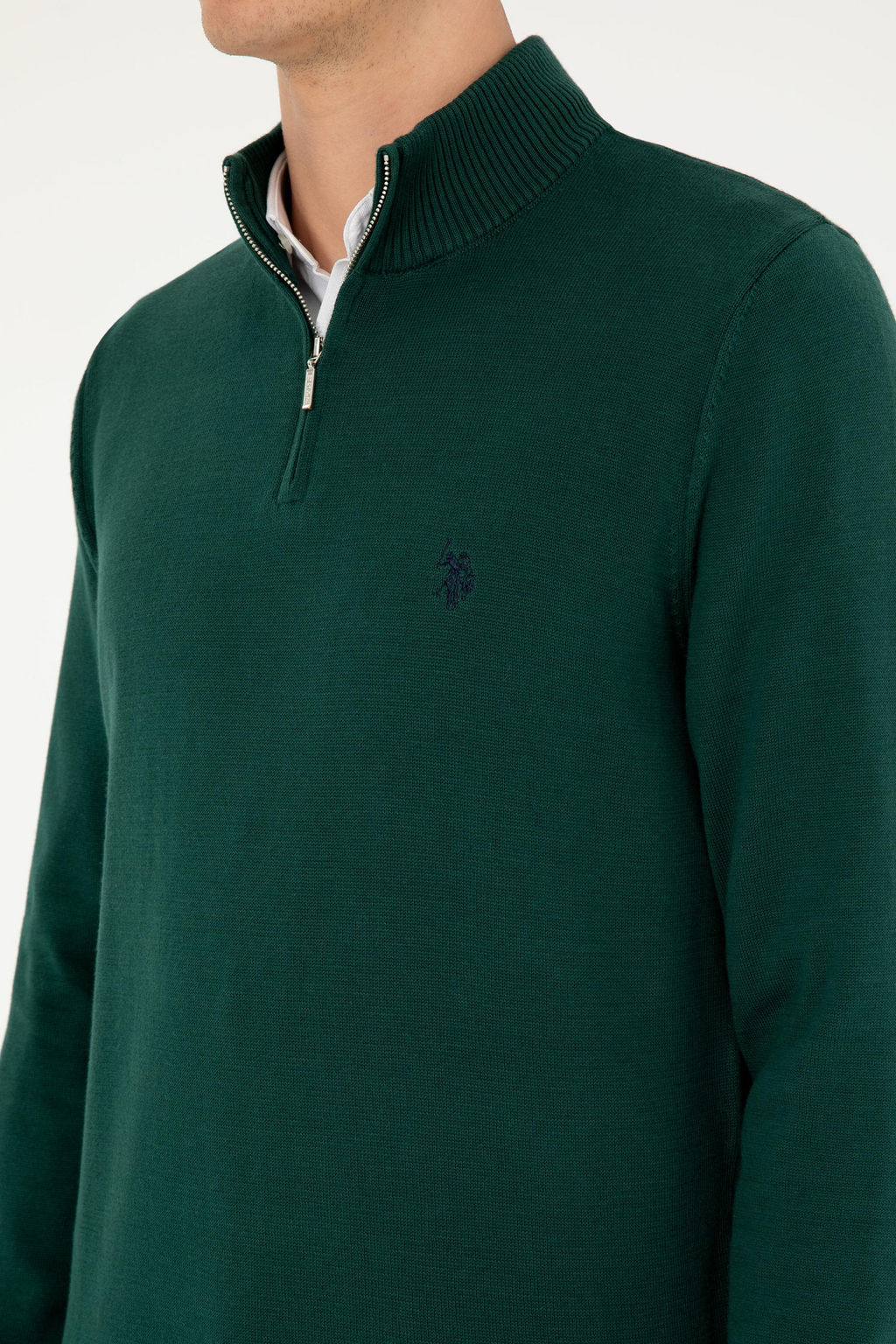 Мужской темно-зеленый базовый свитер - U.s. polo assn фото 14