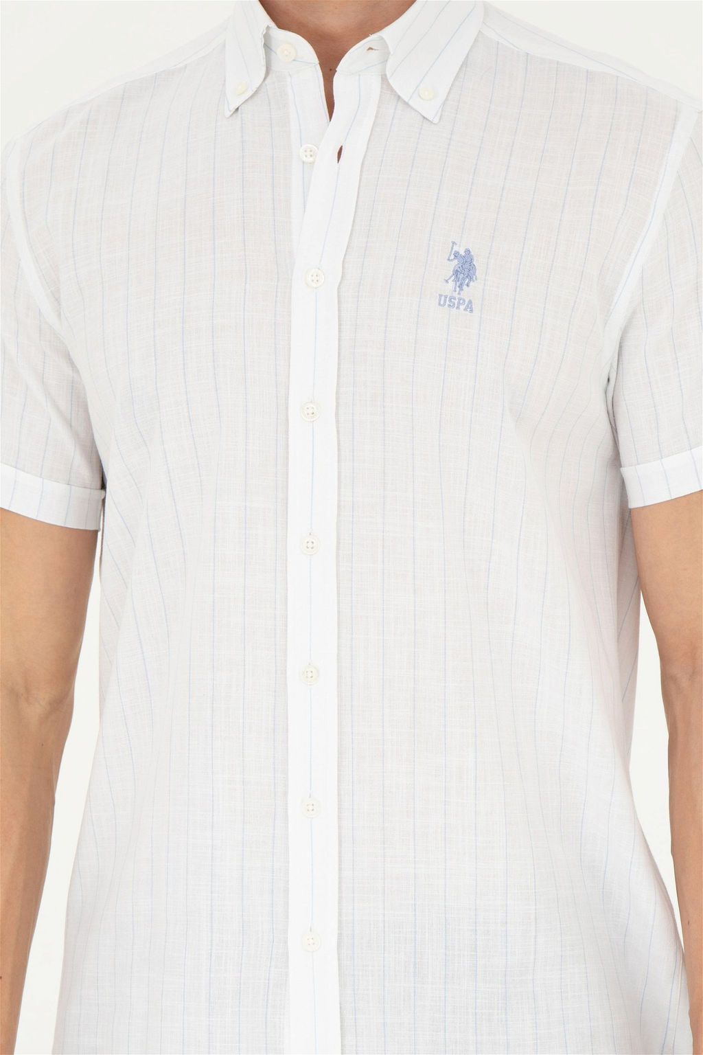 Мужская синяя рубашка с коротким рукавом - U.s. polo assn фото 6