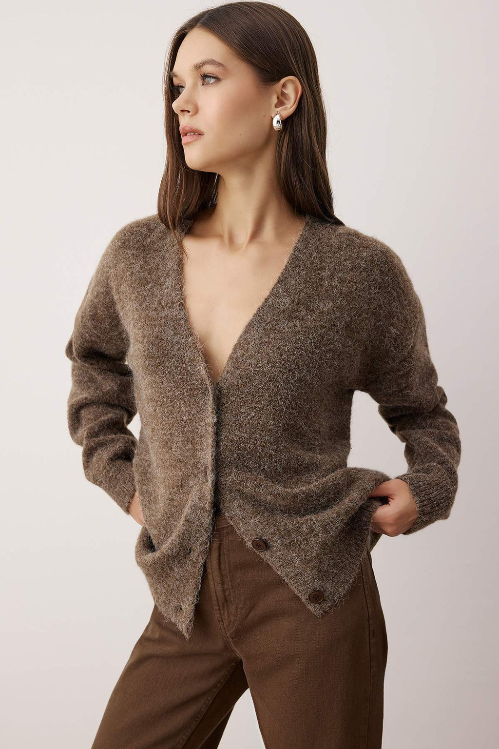 Wardrobe Essentials Vizon Alpaca Kar?s?ml? Basic Triko H?rka TWOAW26HI00265