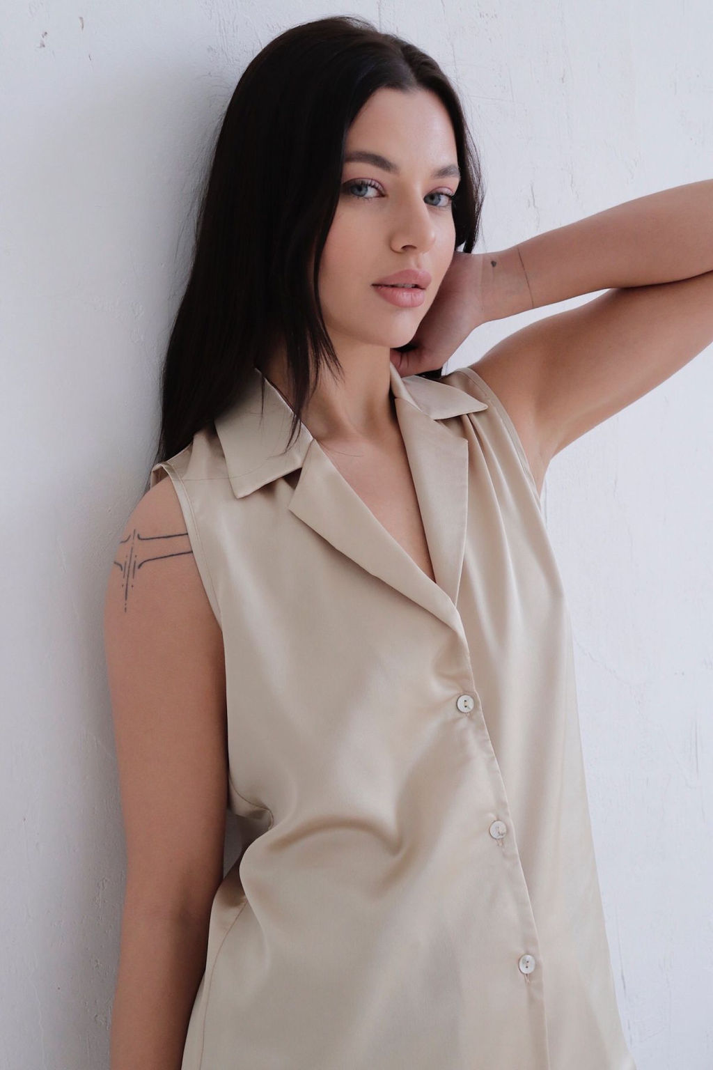 Блуза без рукавов кремовая - Martichelli фото 7