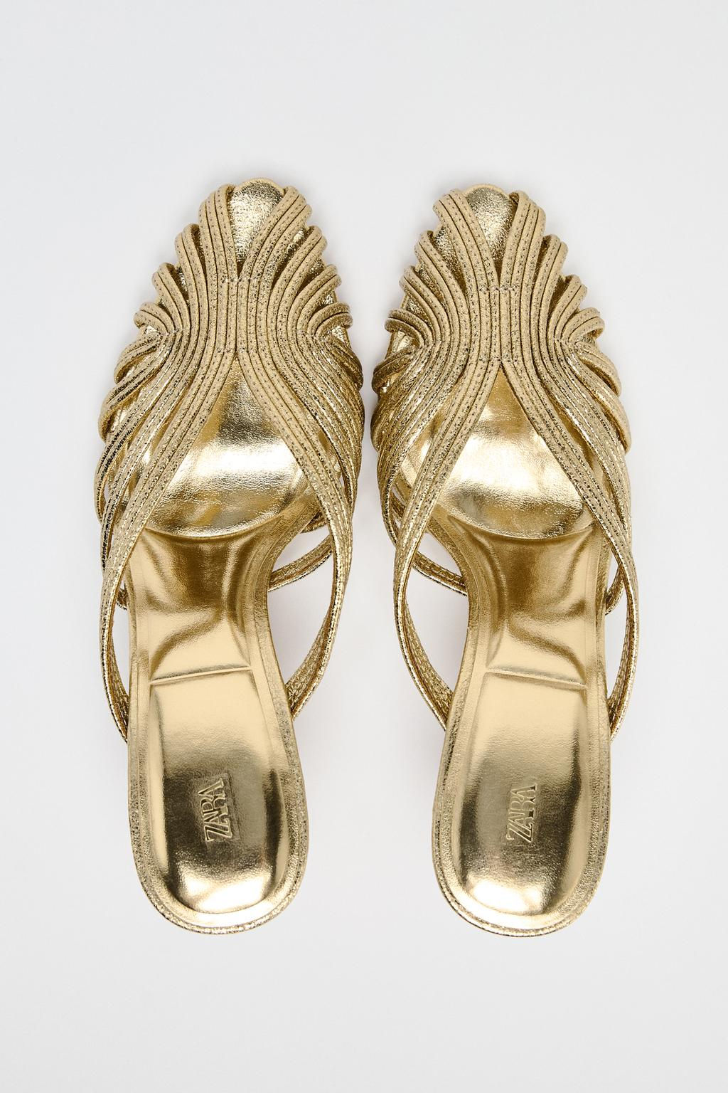 METALLIC STILETTO HEEL SANDALS - Zara фото 5