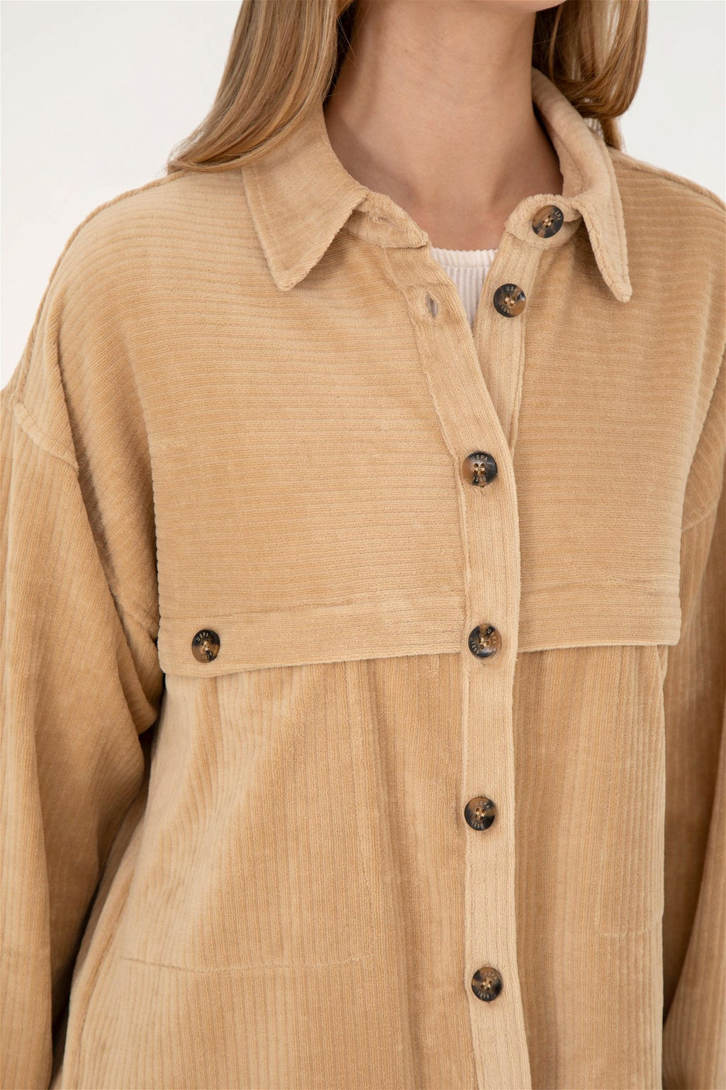 Женская трикотажная рубашка песочного цвета - U.s. polo assn фото 7