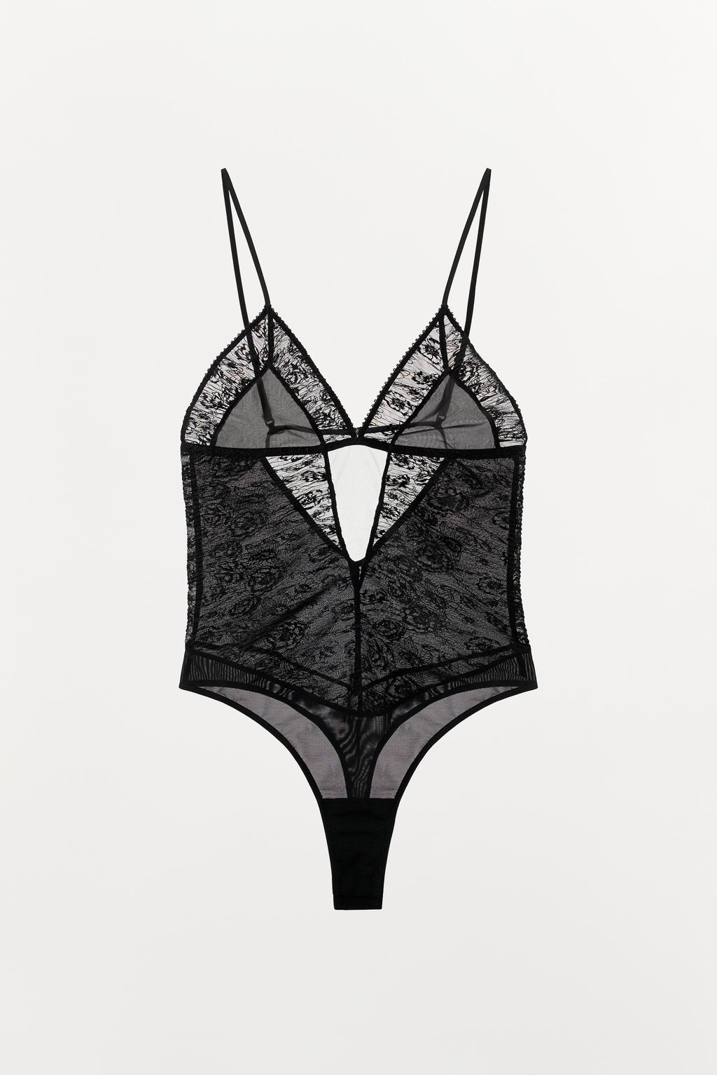 BODICE WITH PLEATED LACE AND FLORAL EMBROIDERY