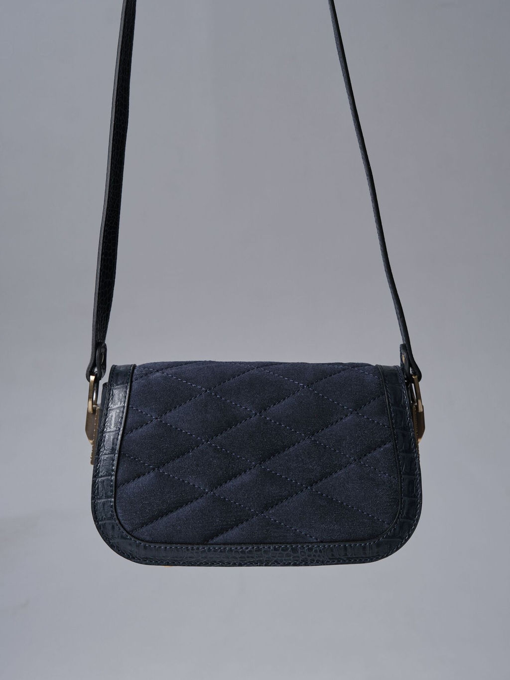 Сумка замшевая на плечо Deboro 30791 серо-синий