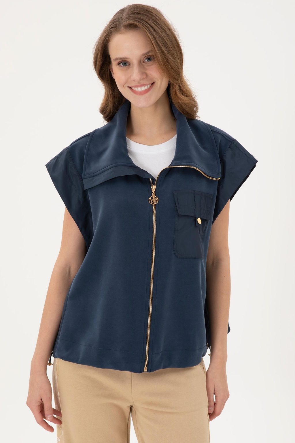 Женский темно-синий вязаный жилет - U.s. polo assn фото 3