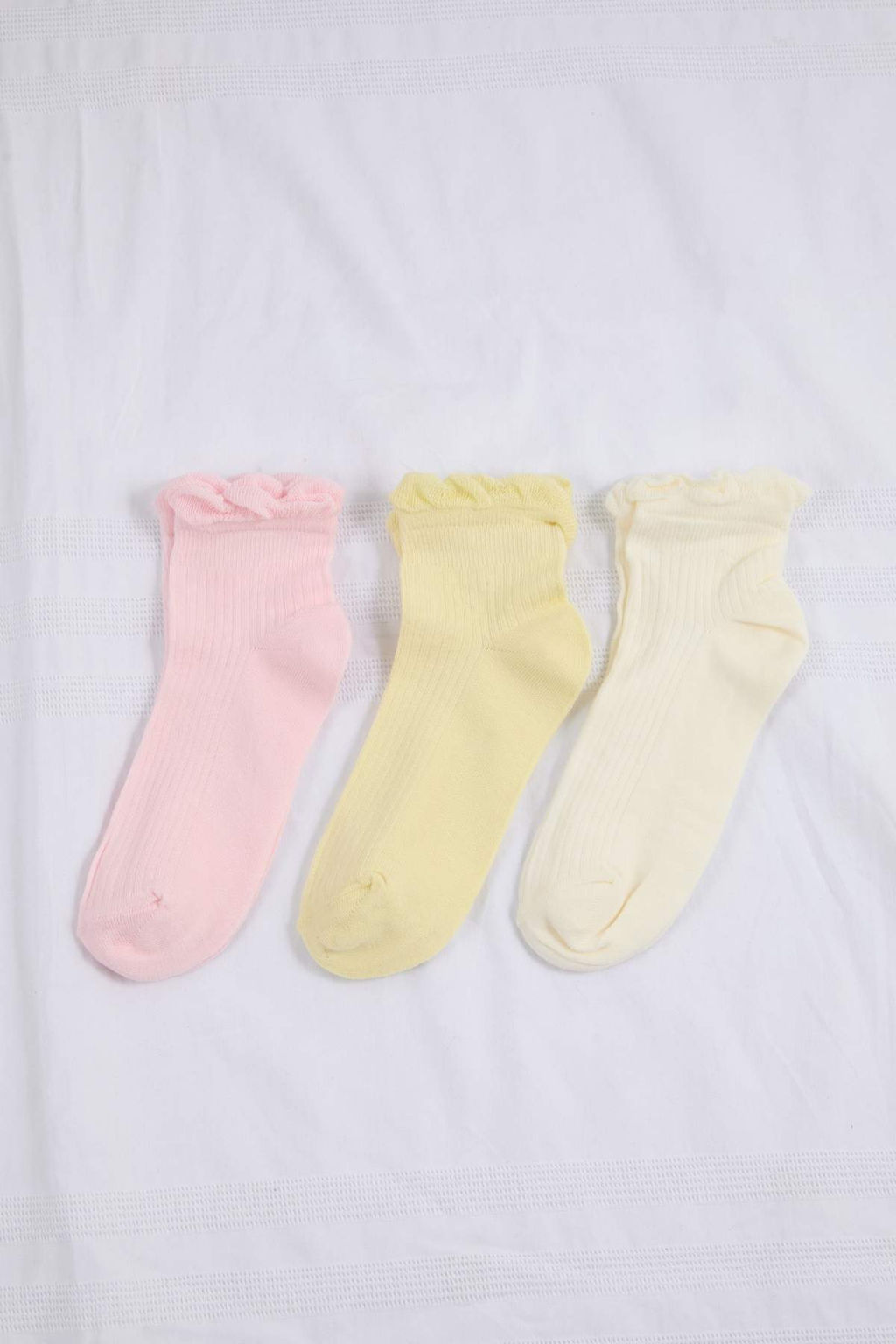 Sar?-Pembe 3lu Pamuklu Jakar Orme Corap THMSS26CO00024