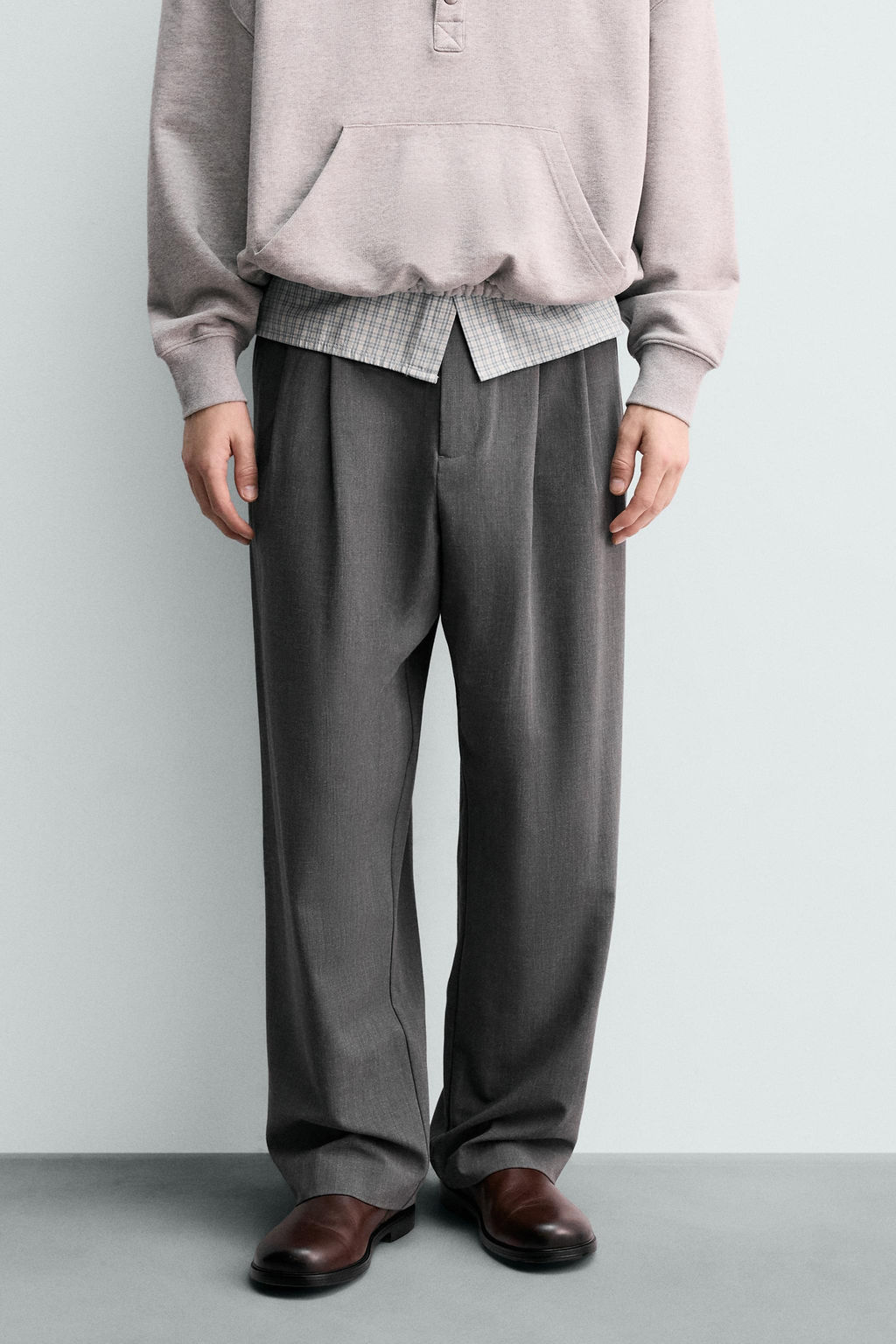 PANTAL?N WIDE FIT PLIEGUES / Gris - Zara фото 10