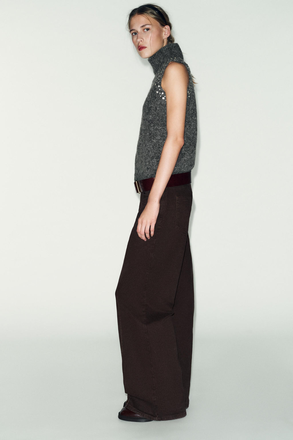 WOOL BLEND TOP WITH RHINESTONE BEADS - Zara фото 2