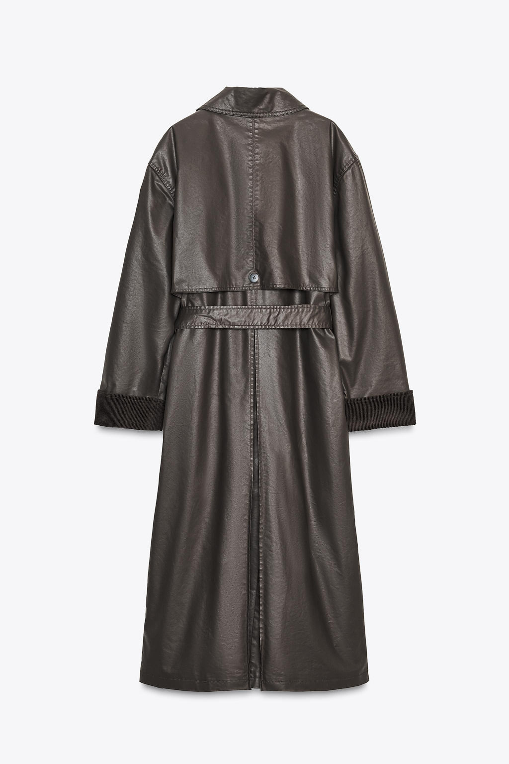 LONG WAXED TRENCH COAT WITH CORDUROY CUFFS - Zara фото 9