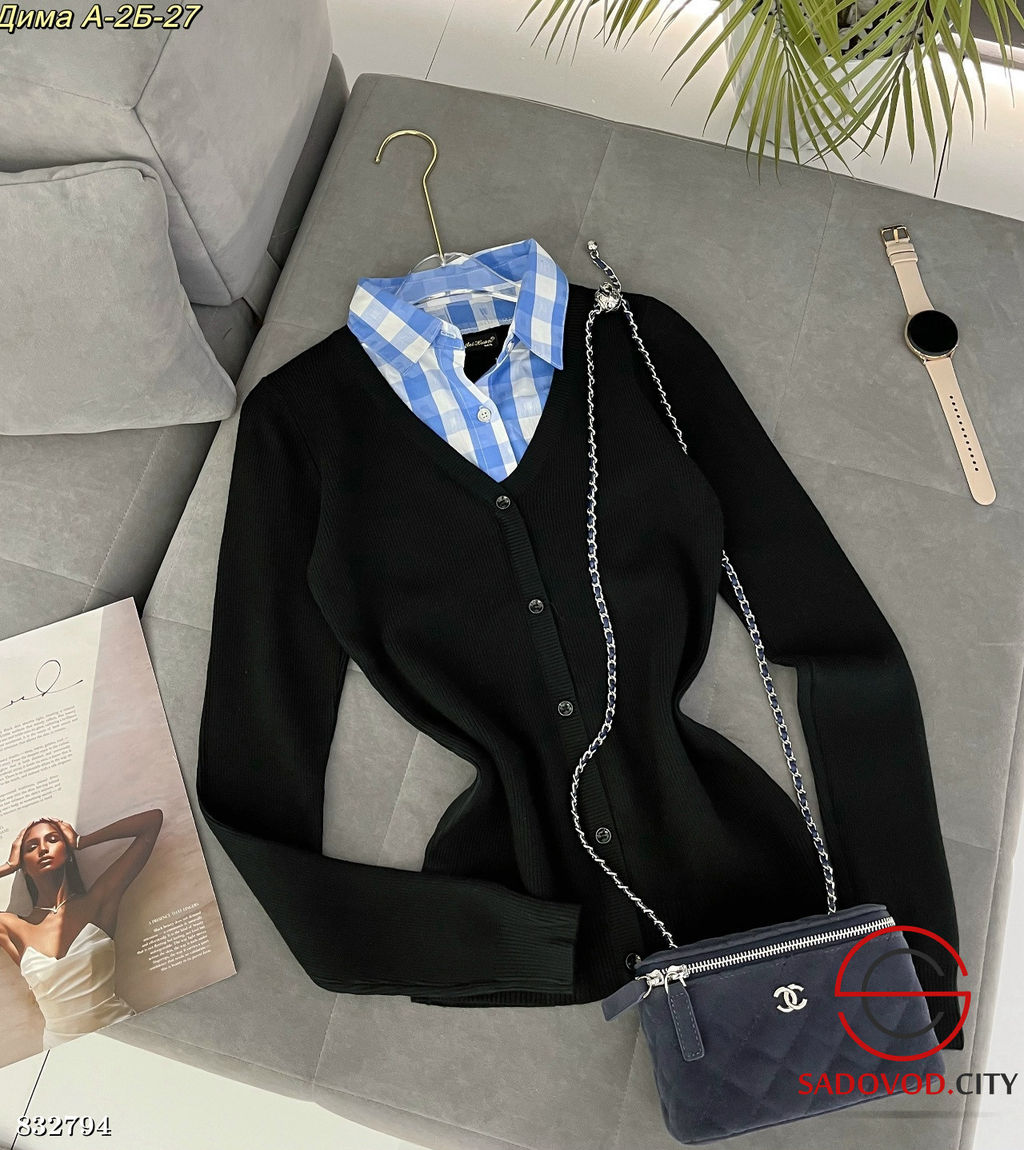 Кофта женская с имитацией рубашки