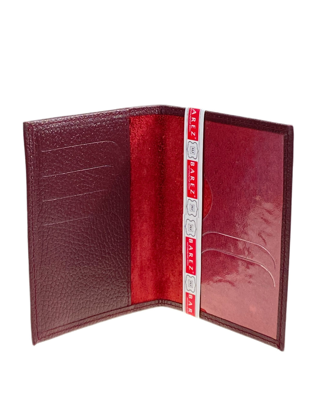 Обложка на паспорта из натуральной кожи, цвет бордовый - Greta фото 2