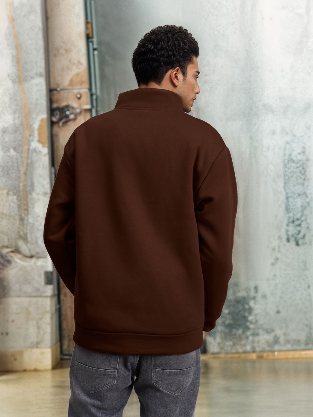 Толстовка мужская с зип-воротником "Samara" коричневый
