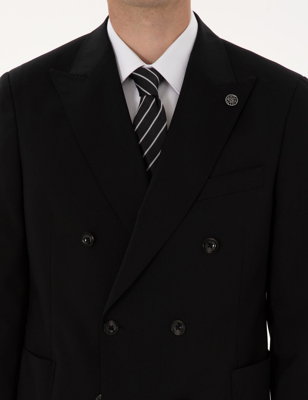 Siyah Ex. Slim Fit %100 Y_n Kruvaze Tak_m Elbise