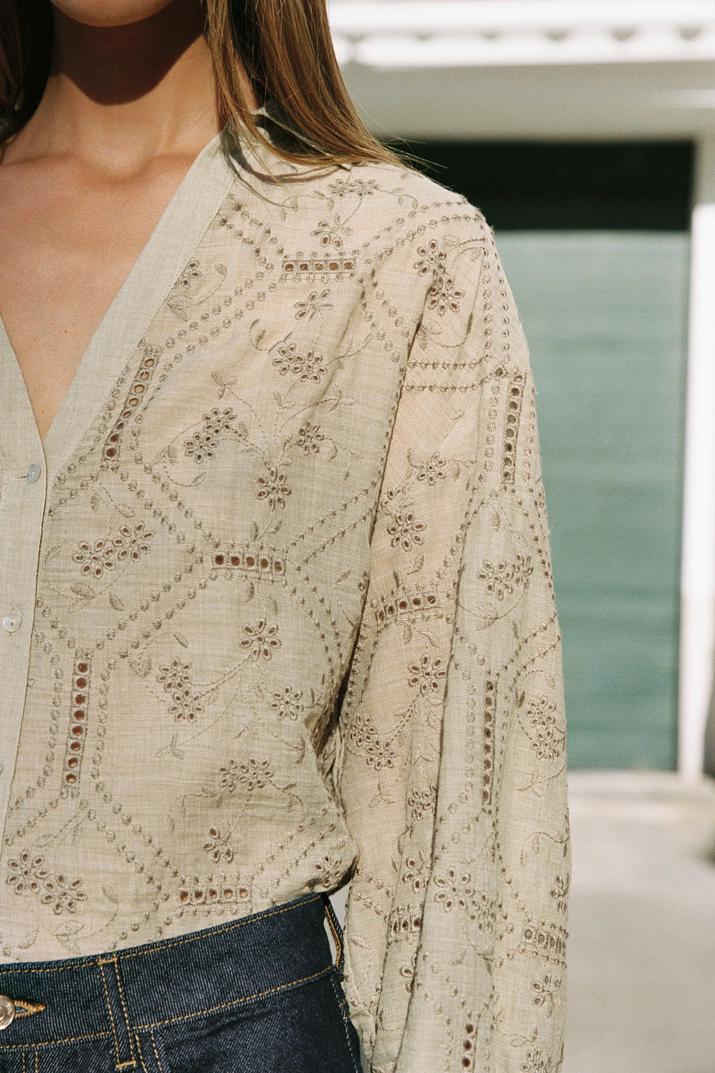 SHIRT WITH CUTWORK EMBROIDERY - Zara фото 13