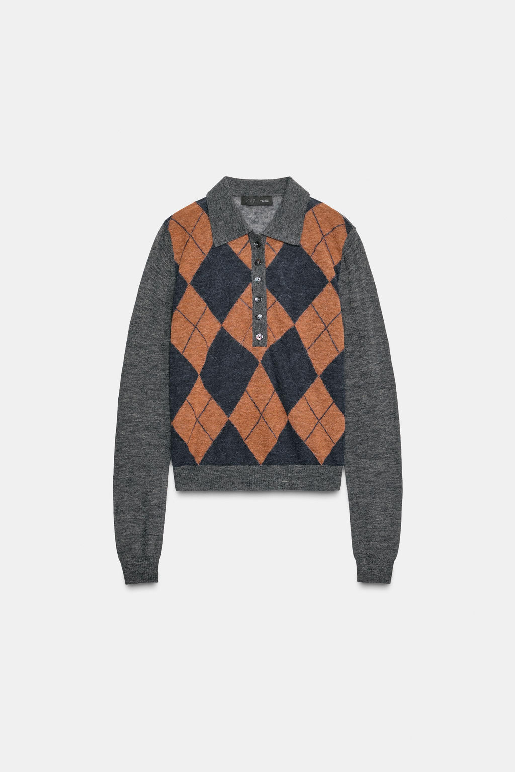 RHOMBUS KNIT POLO SWEATER - Zara фото 5