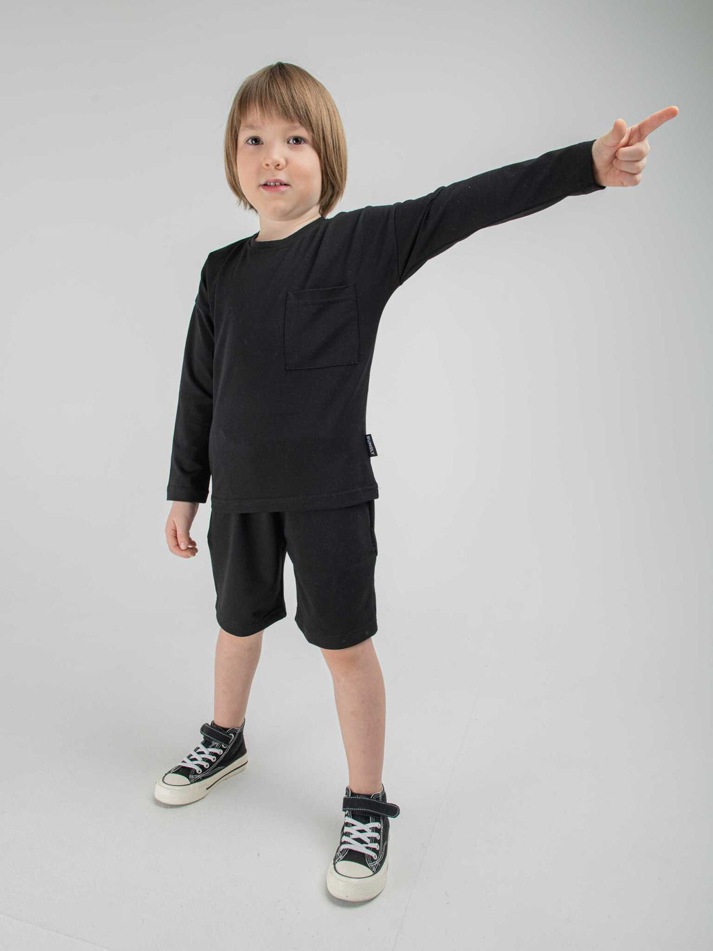 Лонгслив с карманом Уголь - Bungly фото 4