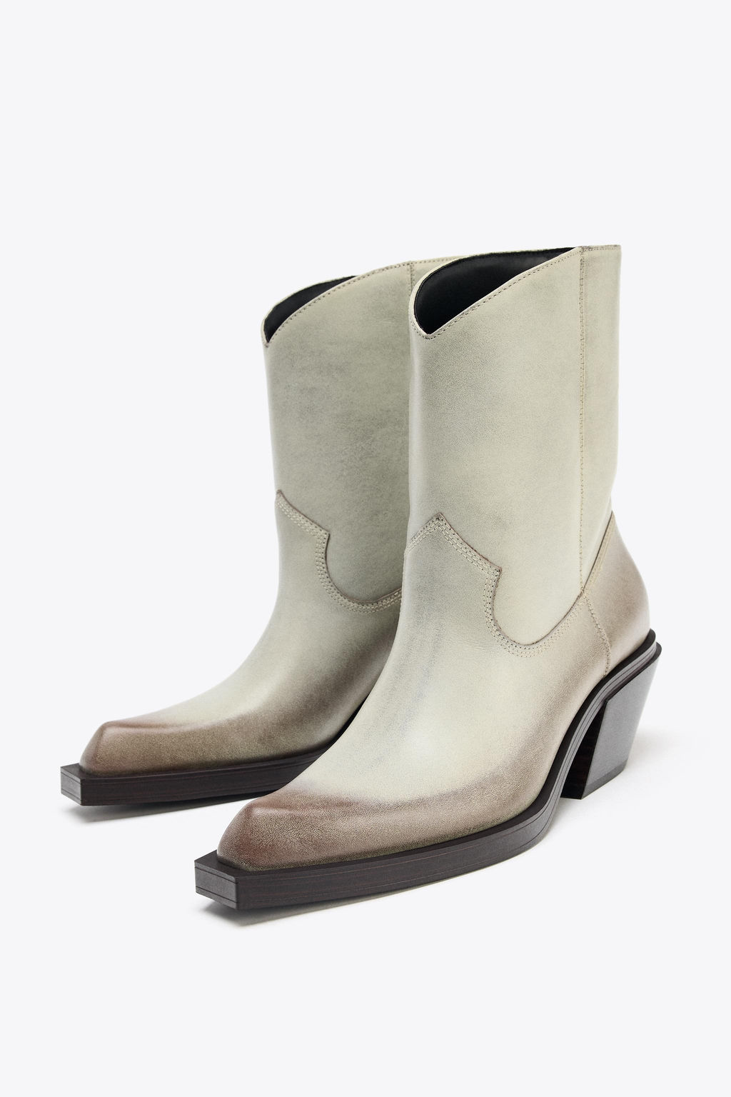LEATHER COWBOY ANKLE BOOTS