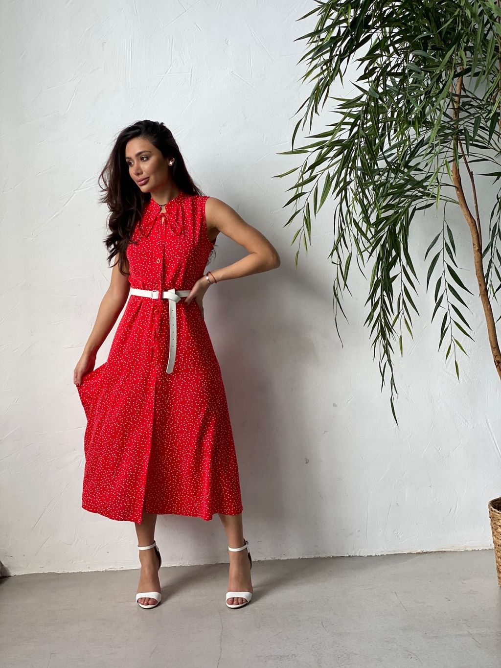 Платье, как из к/ф Красотка, красное в хаотичный горошек - Martichelli фото 11