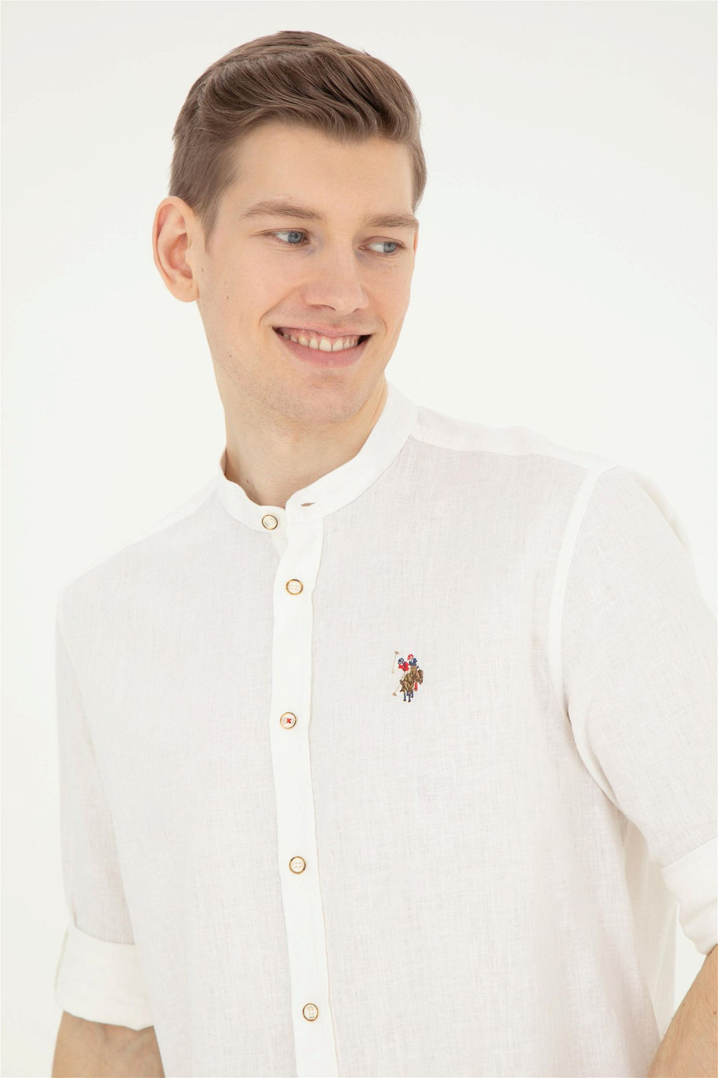 Мужская рубашка с длинным рукавом цвета экрю Неожиданная скидка в корзине - U.s. polo assn фото 2