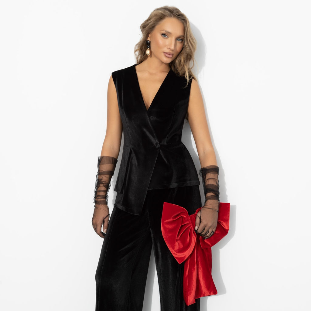 Жилет бархатный, Стильный лидер (чёрный бархат) - Charutti фото 6