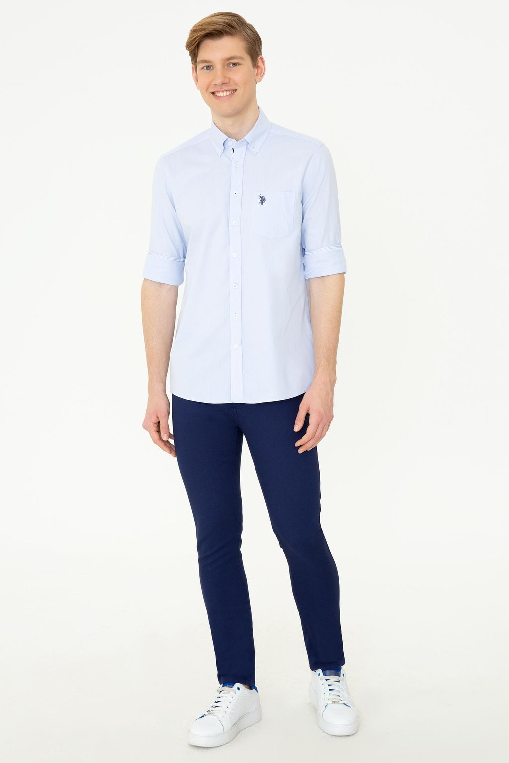 U. S. Polo Assn Мужская голубая рубашка с длинным рукавом - U.s. polo assn фото 5