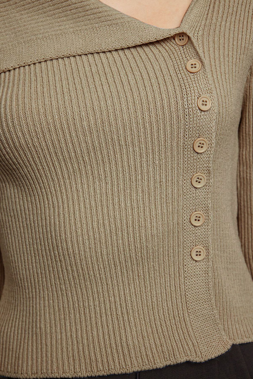 Bej Merserize Gorunumlu Premium Iplik/Ozel Iplik Fitted/Vucudu Saran Triko H?rka TWOAW25HI00254