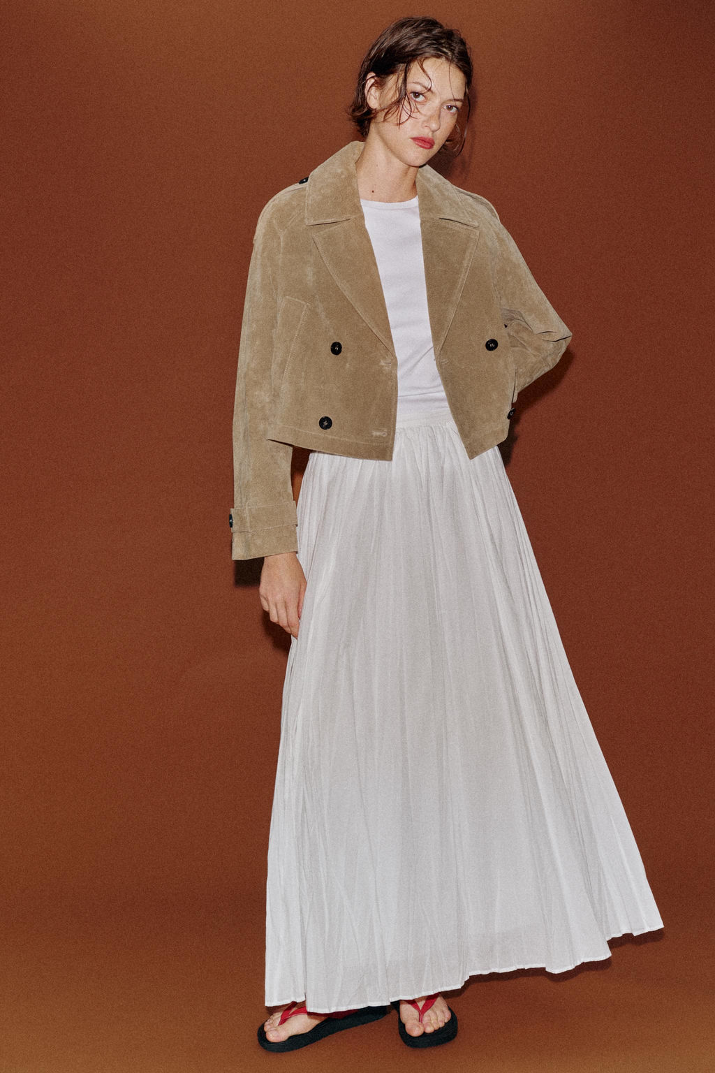 FALDA MIDI CINTUR?N / Blanco - Zara фото 6