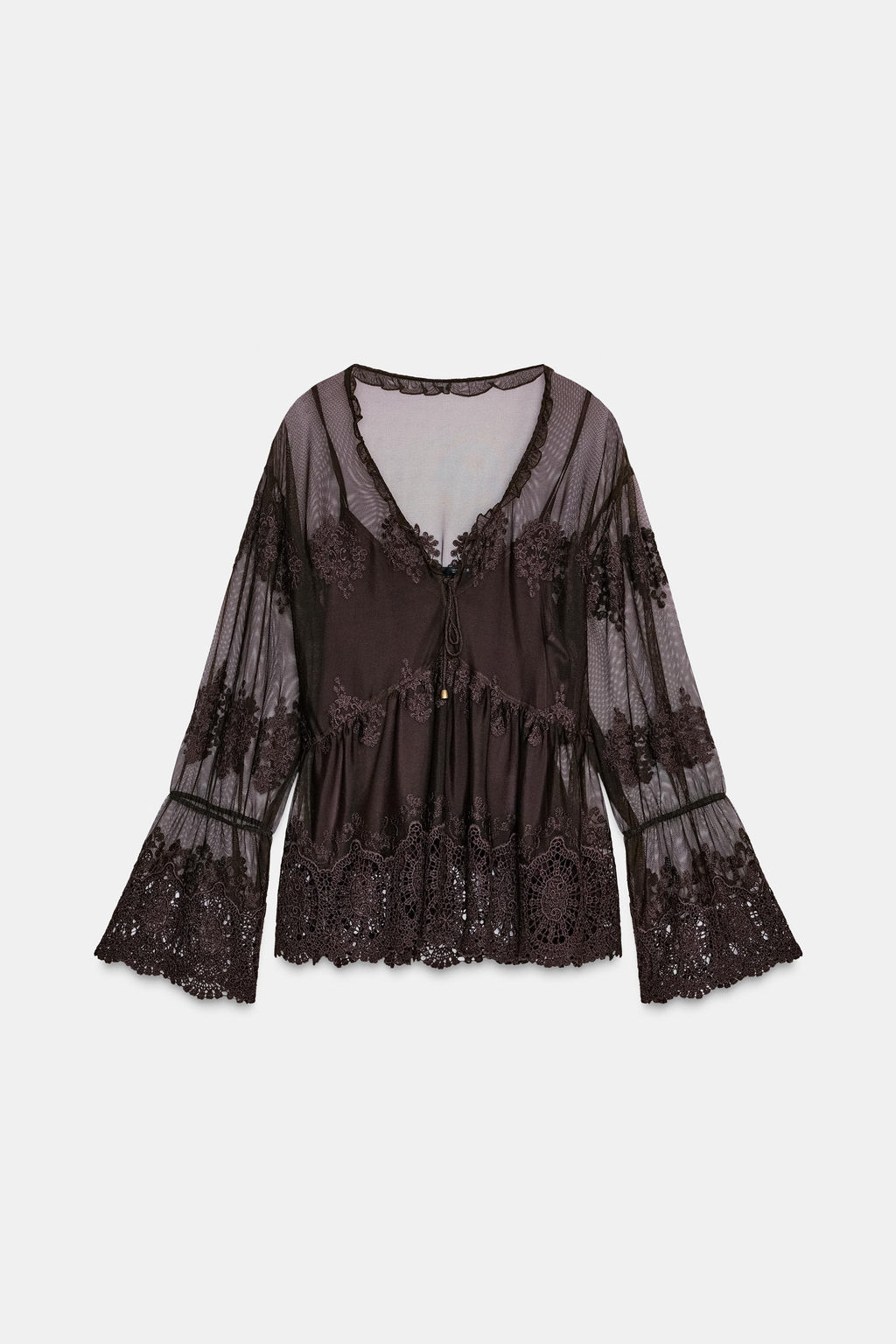 EMBROIDERED TULLE BLOUSE - Zara фото 6
