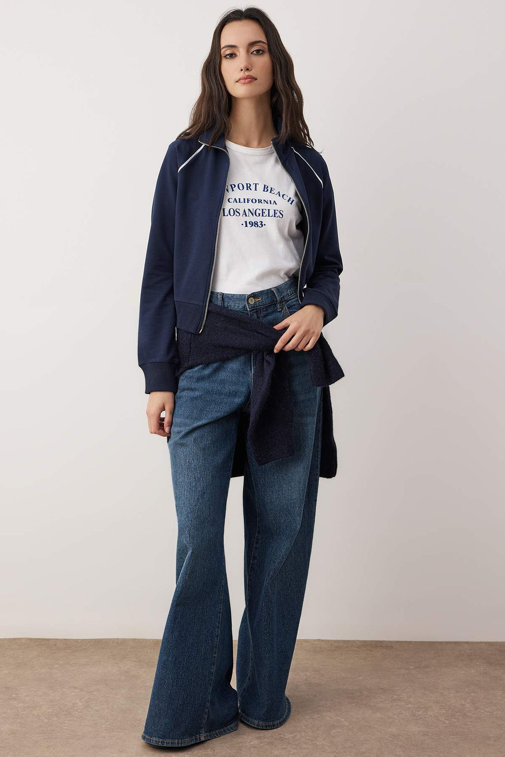 Lacivert Fitted/Vucuda Oturan Biyeli Full Fermuarl? Orme Sweatshirt TWOAW26SW00190 - Trendyolmilla фото 2
