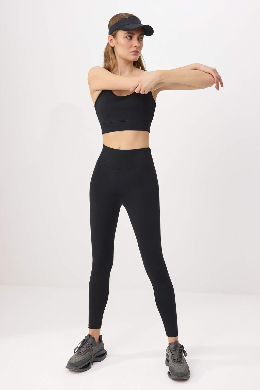 Siyah Premium Poliamid Kumas Orme Tam Boy Spor Tayt THMSS26TY00018