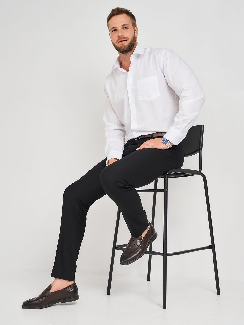 Сорочка мужская длинный рукав CASINO c100/157/ice  фото 6