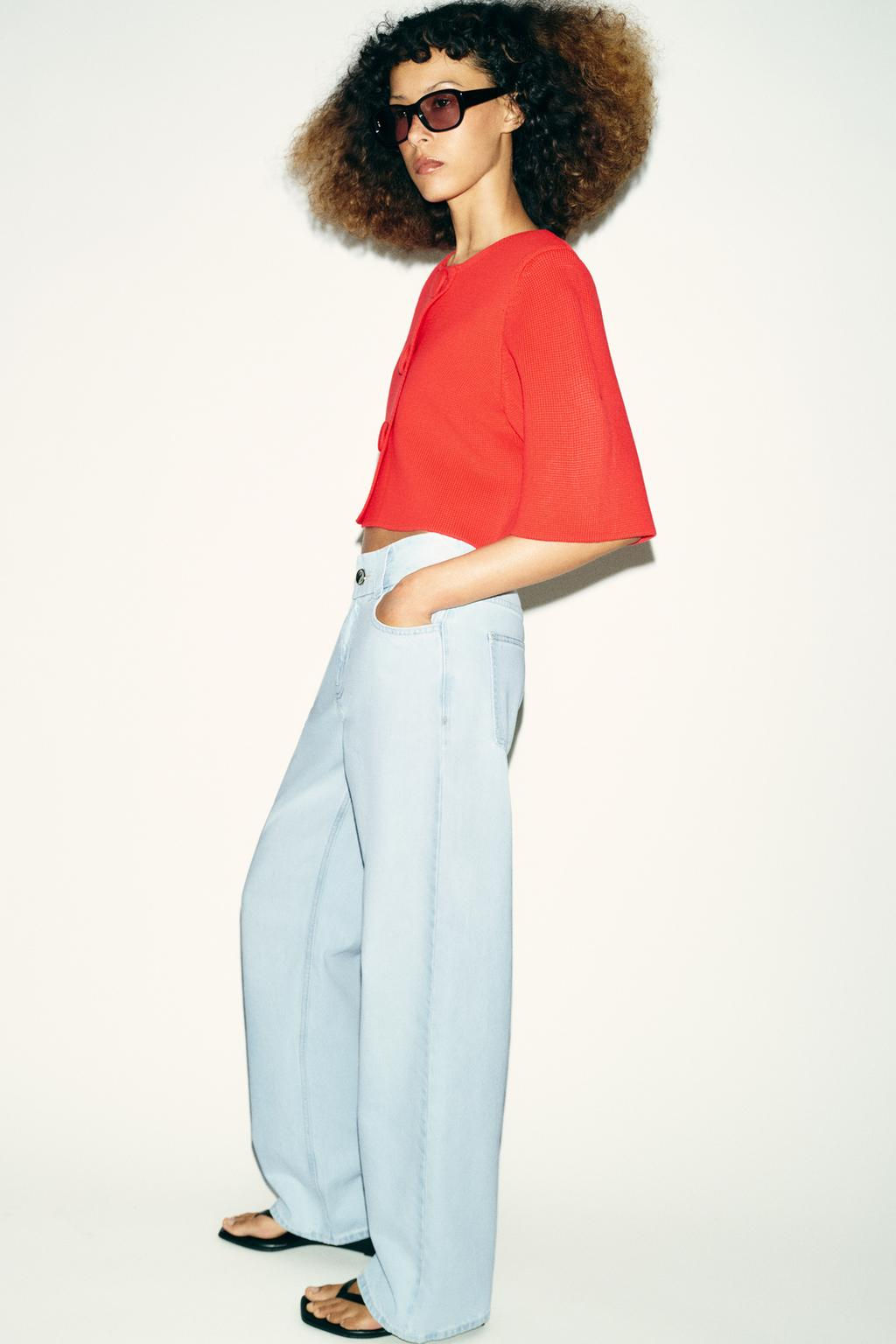 Z1975 WIDE WAIST HIGH-WAIST STRAIGHT JEANS - Zara фото 6