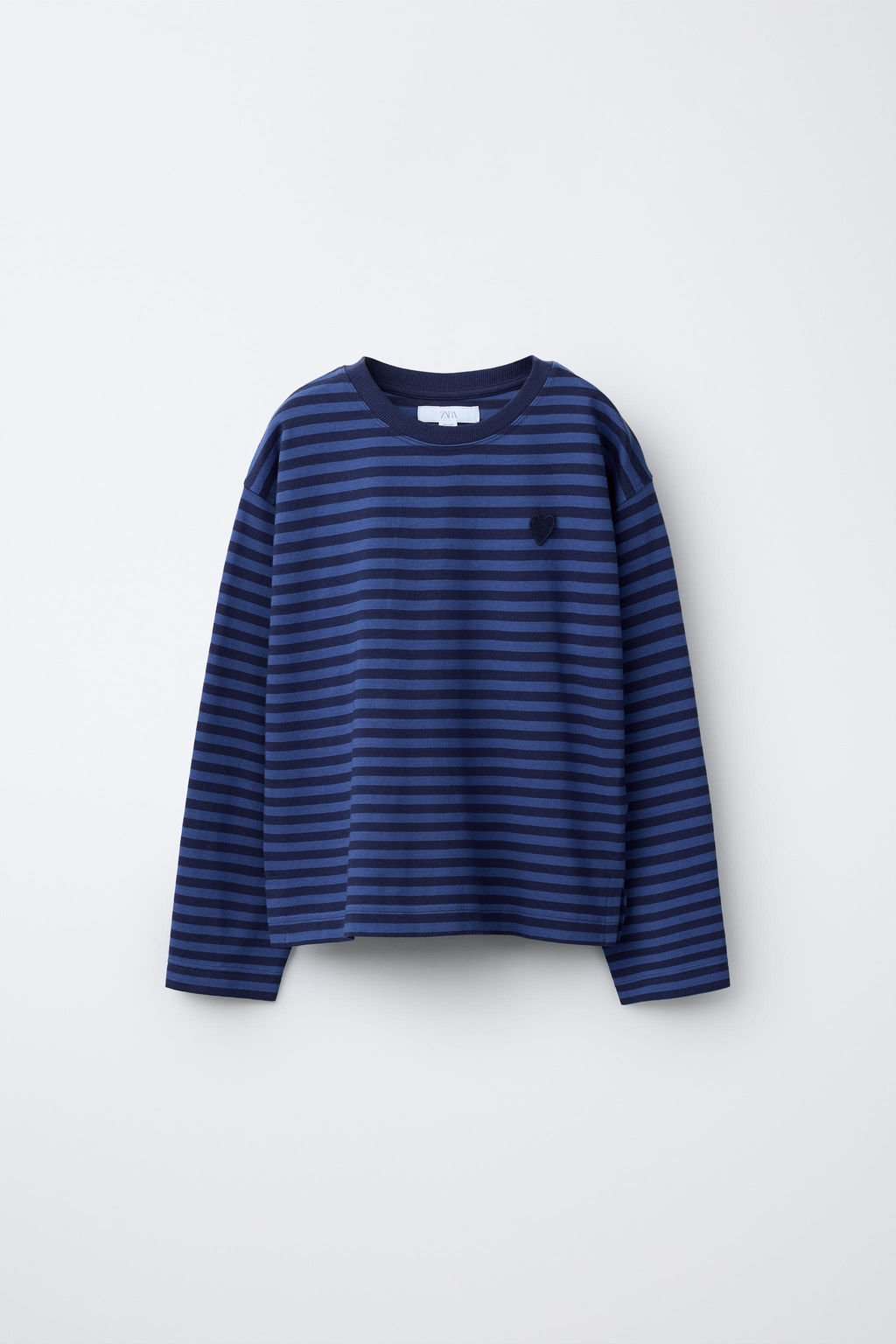 STRIPED T-SHIRT WITH EMBROIDERED HEART - Zara фото 8