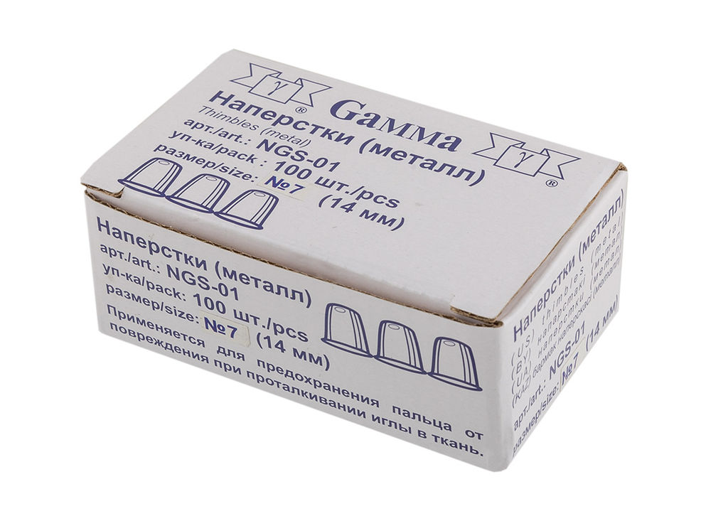 Gamma NGS-01 Наперсток сталь 100 шт в картонной упаковке №7 (14мм)