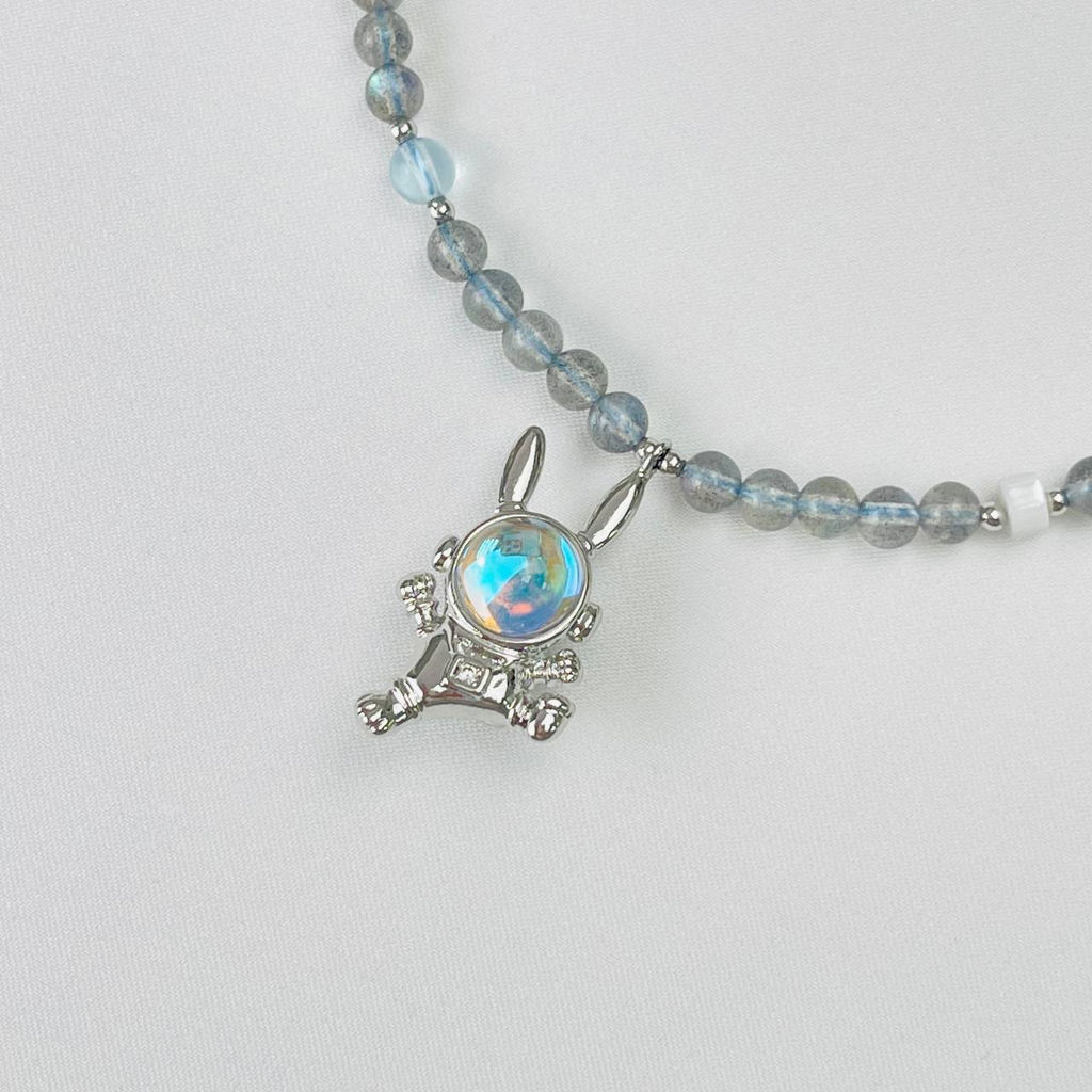 Бусы детские из Лабрадора и Перламутра 35 см +