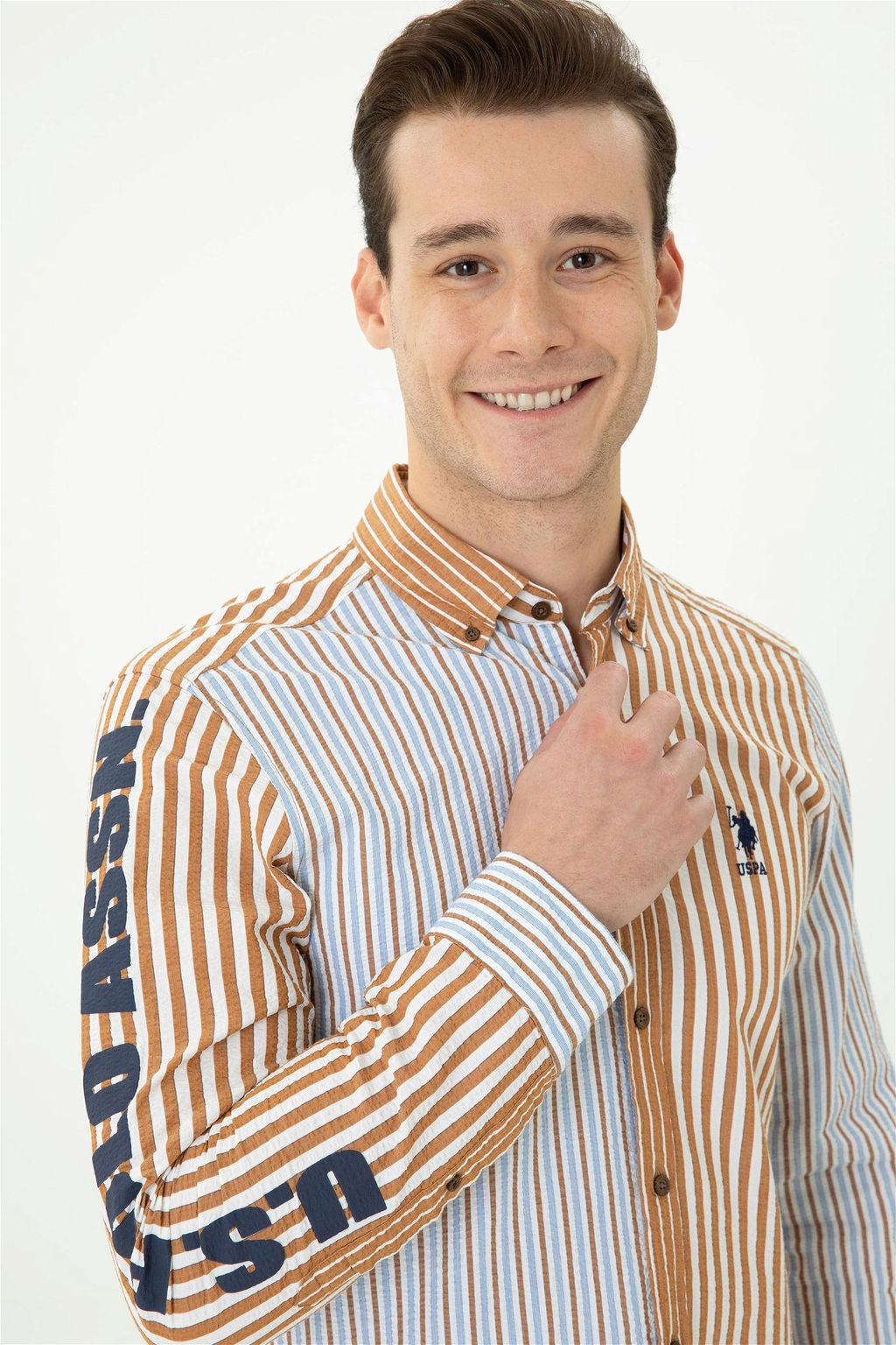 U. S. Polo Assn Мужская рубашка с длинным рукавом кокосового цвета - U.s. polo assn фото 9