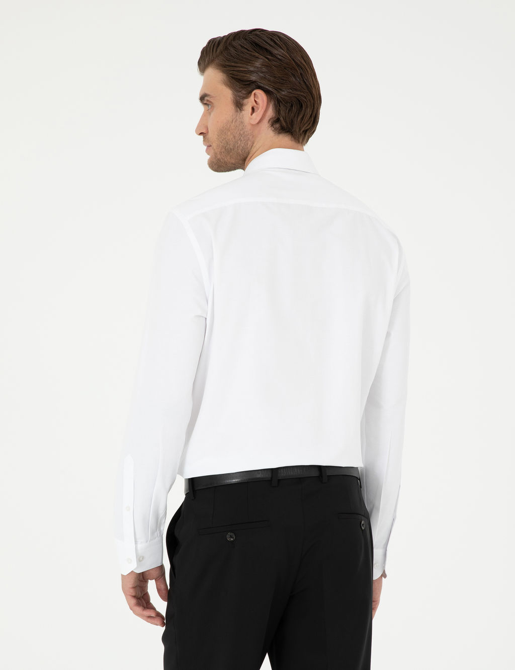 Beyaz Slim Fit Uzun Kollu Basic G_mlek