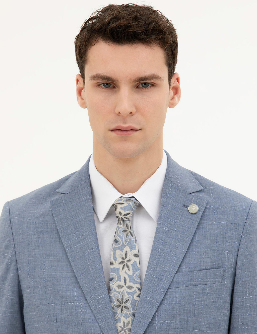 A__k Mavi Slim Fit Y_n Tak_m Elbise