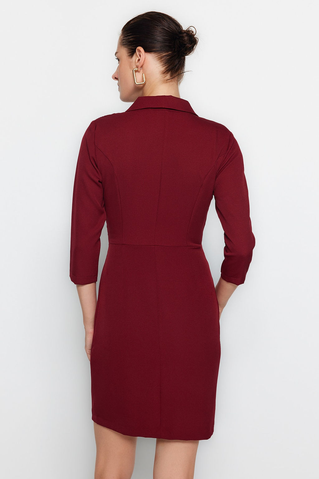 TRENDYOLMILLA Siyah A Kesim Ceket Yaka Mini Dokuma Elbise TWOAW23EL00384  фото 6