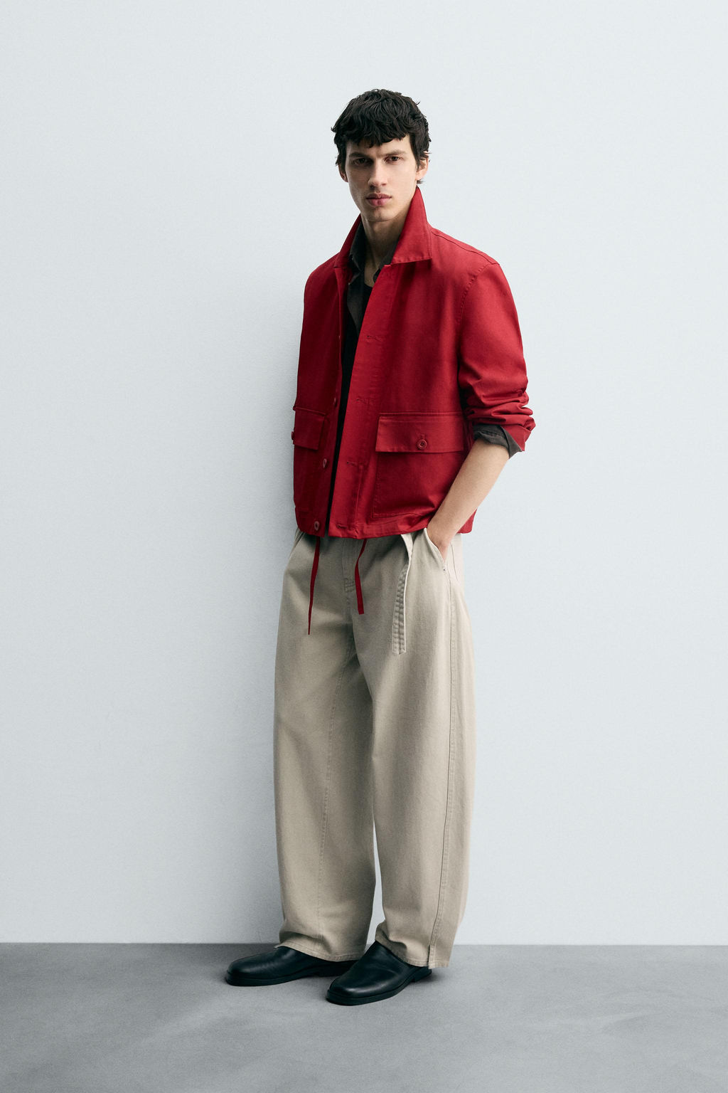 COTTON HERRINGBONE OVERSHIRT - Zara фото 4