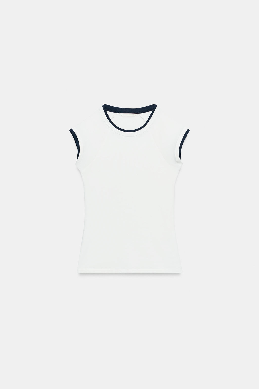 CAMISETA EFECTO DOBLE MANGA CORTA / Blanco roto