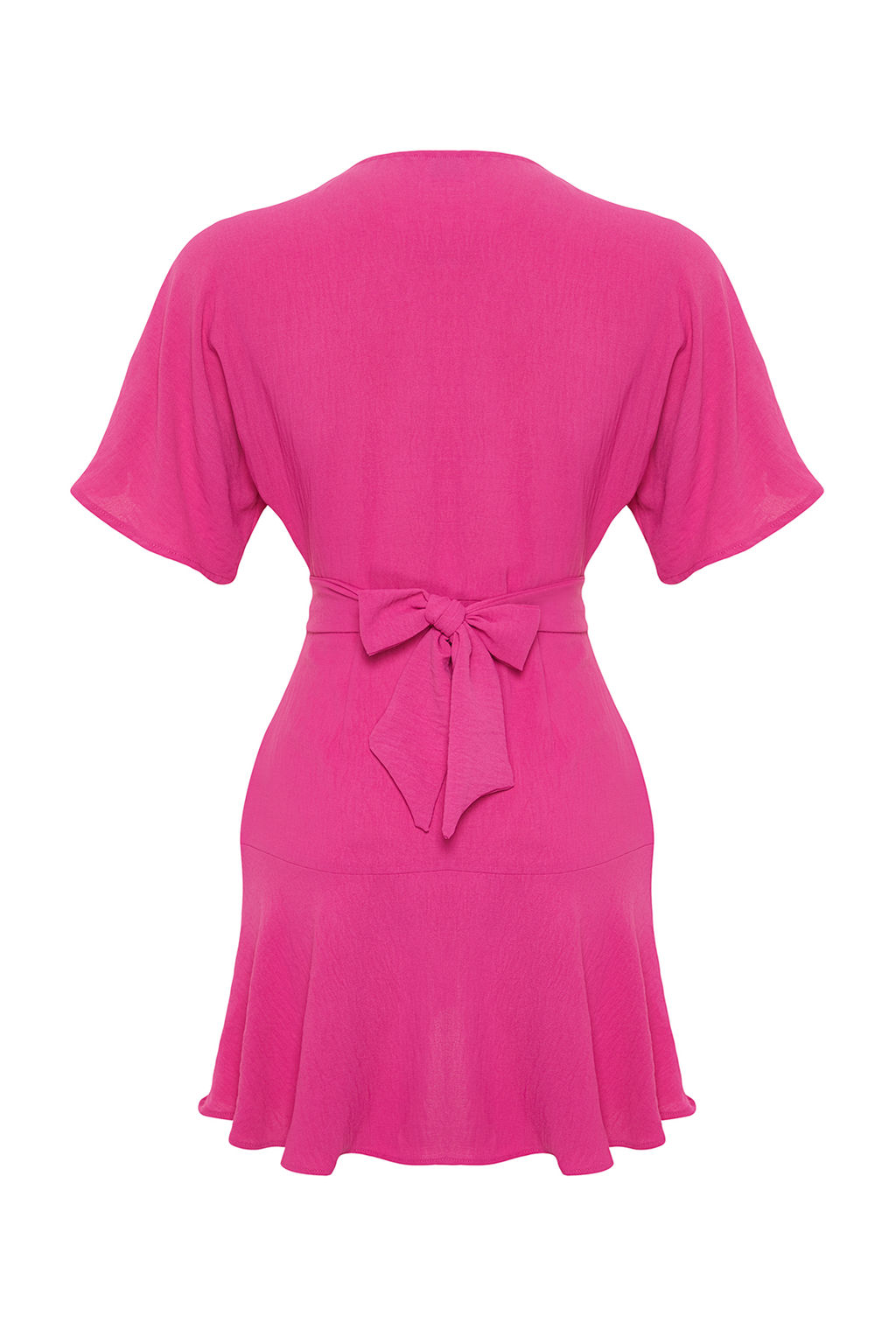 Pembe Kruvaze Etegi Volanl? Mini Dokuma Elbise TWOSS24EL00342 - Trendyolmilla фото 8